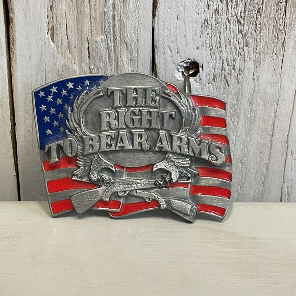 Siskiyou The Right To Bear Arms Belt Buckle Mens 1990 Patriotic Y-89 Pewter - Picture 6 of 6